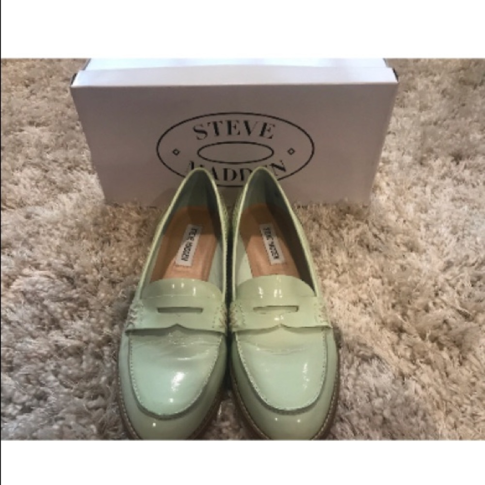 Steve Madden Mint Green Loafers with box. Size 8.